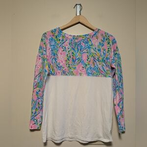 Lilly Pulitzer Finn Top Long Sleeve Cotton Multi Unicorn of the Sea XS